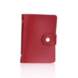   Leather Business Card Holder Unfold Style Jujube Red