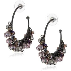 Kenneth Cole New York Modern Orchid Purple Pearl and Bead Half Hoop 