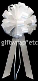 24 WHITE 8 PULL BOWS WEDDING PEW RIBBONS DECORATIONS  