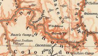 USA 1904 Arizona GRAND CANYON. Interesting Old Vintage Map.  