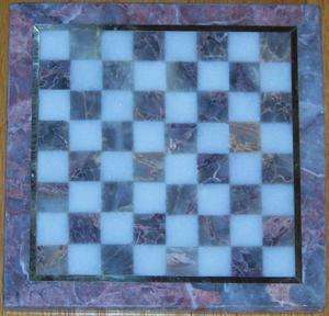 Square Handmade Marble Chess Board/Set with brass inlays  