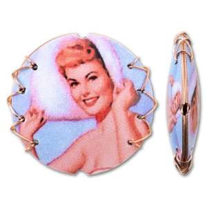  Retro Copper Coin Bead   Marilyn