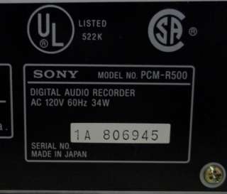 Sony PCM R500 DAT Recorder Player  