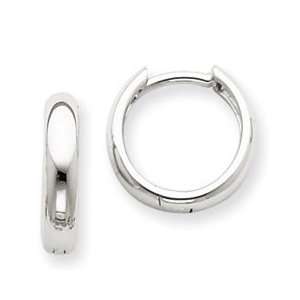  14k White Gold Huggie Hinged Hoop Earrings Jewelry