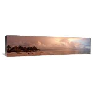 Sunrise over Tiki Huts   Gallery Wrapped Canvas   Museum Quality  Size 