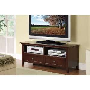 Plasma TV Stand with Drawers in Deep Brown Finish 