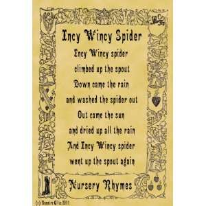   Size Parchment Poster Nursery Rhyme Incy Wincy Spider