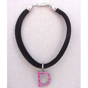 Velvet Rope Pet Necklace w Initial Charm  Color PINK  Finish 23K 