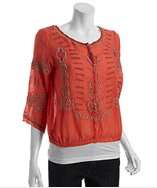 Free People hibiscus cotton blend embroidered blouse style# 319796101