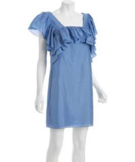 Ali Ro blue haze silk ruffle detail dress  