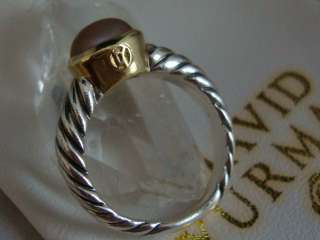  18K Noblesse CHOCOLATE MOONSTONE Cabachon Cable Ring Sz6 RARE  