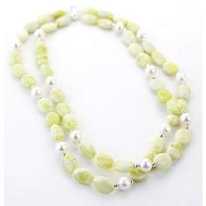  Pearl and Lime Jade Necklace Jewelry