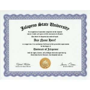  Jalapeno Pepper Jalapenos Degree Custom Gag Diploma 