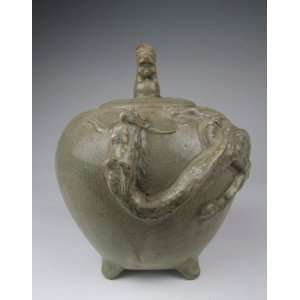  One Yue Ware Porcelain Lidded Vase, Chinese Antique 