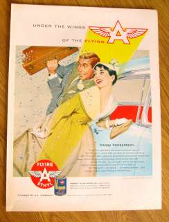 1956 Ethyl Gasoline Flying A Veedol Motor Oil Ad  