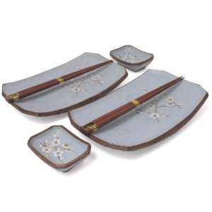  6 pc Japanese Sushi Plate Set Sakura LB