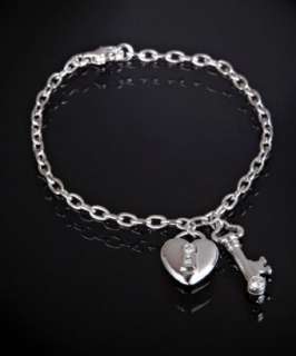 Tiffany & Co. platinum and diamond heart and key charm bracelet 