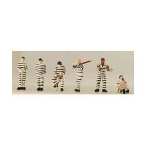   Prisoners Figure Set   Black & White Striped Jumpsuits Toys & Games