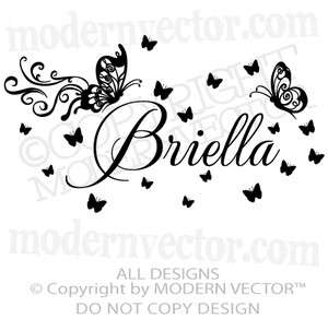 Butterfly Personalized Name Vinyl Wall Decal Lettering Nursery Girls 