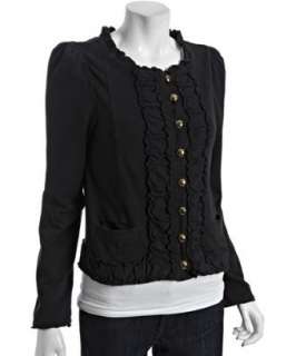 Marc by Marc Jacobs orcha black cotton ruffle front jacket   