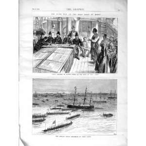  1872 Native Chiefs Ship H.M.S Dido African Canoes