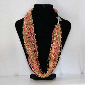 Unique Neckarfs  Trellis ribbon railroad yarn necklace  