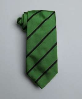 Ralph Lauren green silk Super Repp stripe tie