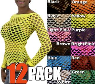 Lot of 12 Colors Long Sleeve Fishnet Tops Womens Shirts Clubwear 