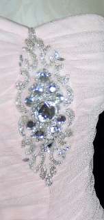 NWT Jessica McClintock Pink Netting Rhinestoned Applique Dress Size 8 
