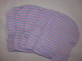 Pink blue striped Preemie Newborn Infant Caps Hats  