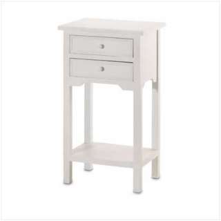 WHITE FINISH PINE WOOD SIDE TABLE NIGHT STAND DRAWERS  