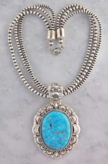   bennett kingman turquoise necklace item nk t251 navajo sterling silver