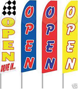 NEW OPEN FEATHER FLAG BANNER SIGNS. SAME DAY SHIP.  