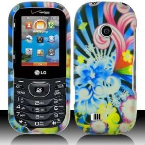  LG VN251 Cosmos 2 Rubber Neon Floral Case Cover Protector 