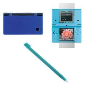 Blue Silicone Skin Soft Cover Case + 2pc LCD Screen Protector + Light 
