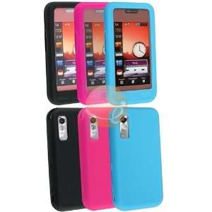  3 Pack Silicone Skin Case (Black + Hot Pink + Light Blue 