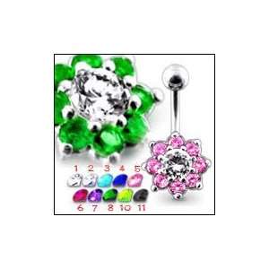  Fancy Jeweled Flower Non Moving Belly Ring Body Jewelry Jewelry