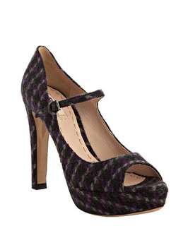 Miu Miu violet tweed peep toe mary jane pumps