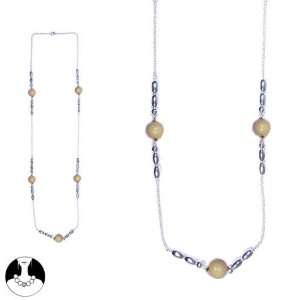    sg paris women necklace long necklace silver brown plastic Jewelry
