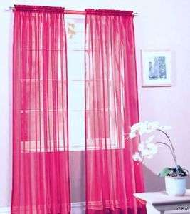 Piece Sheer Voile Window Curtain Panel   hot pink NEW  