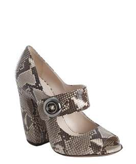 Prada rock snakeskin peep toe mary jane pumps