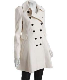Via Spiga white wool blend double breasted flared coat   up to 