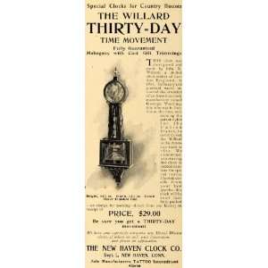  1905 Ad Clock Willard Thirty Day Time Movement Mahogany 