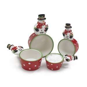  Set of 4 Jolly Snowman Measuring Cups Christmas Believe 