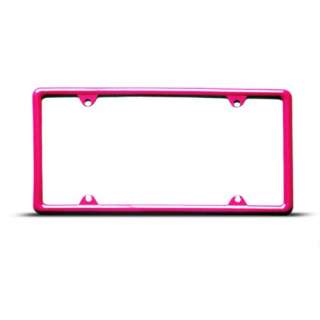 PINK PLAIN HEAVY DUTY METAL LICENSE PLATE FRAME TAG HOLDER  