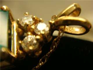 Natural Emerald Diamond 14 K Gold Pendant Necklace *WOW  