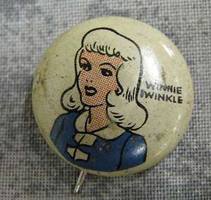 1945 Kelloggs Pep Pinback Pin Button Winnie Winkle  