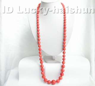 GENUINE 100% NATURAL 22MM ROUND PINK CORAL NECKLACE 14K  