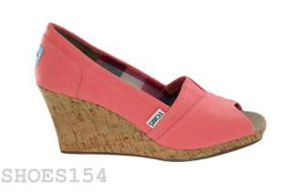 Toms Coral Canvas Womens Wedges  