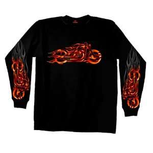   Leathers Black XX Large Fire Bobber Long Sleeve T Shirt Automotive